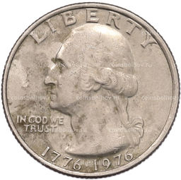 Монета 1/4 доллара (25 центов) 1976 года США 200 лет независимости США