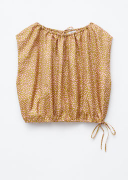 Top de seda estampado con cord?n de ajuste