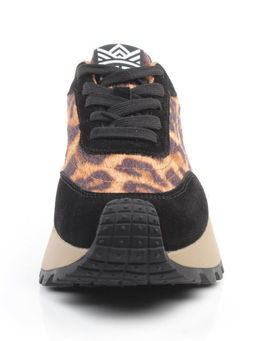 04-PDH362-1 BLACK/LEOPARD Кроссовки демисезонные женские (натуральная замша, натуральная кожа)