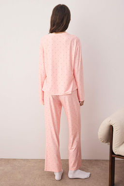 Somon Puantiyeli Yumusak Tuse Orme Pijama Tak?m? THMAW26PT00045 - Trendyolmilla фото 4