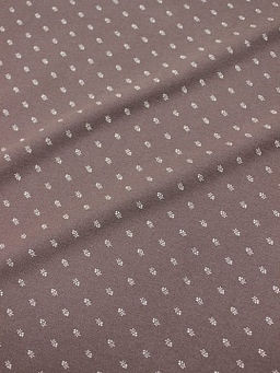 Теплый хлопок Мелкие белые веточки цв.т.кофейно-розовый, ш.1.50м, хлопок-100%, 160гр/м.кв