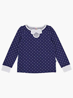 Лонгслив в горошек для девочки UD 1376 синий