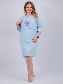 Сорочка "Лаванда 5" голубая, футер с начёсом