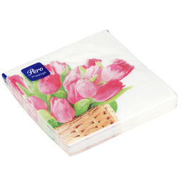 Салфетки бумажные 33х33см Pero Prestige, 3-х слойные, 20 штук в упаковке, Нежный цвет (Россия)