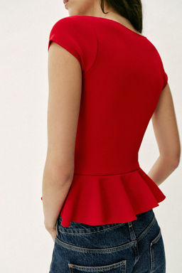 TOP PEPLUM BOTONES / Rojo - Zara фото 5