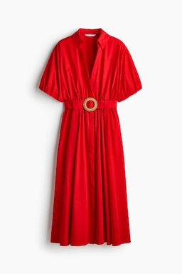 Vestido camisero de algod?n con cintur?n - H&m фото 3