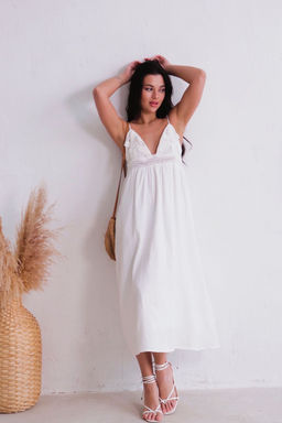 Открытое платье из хлопка белое - Martichelli фото 3