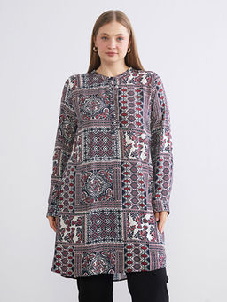 Bisiklet Yaka Etnik Desenli Kad?n Tunik