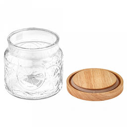 Банка стеклянная прижимная крышка Цитрус 900мл, д12см h11см, деревянная крышка с уплотнителем, д/горла - 9,5см, д/основания - 11см, цветная коробка (Китай) - Домашняя мода фото 3