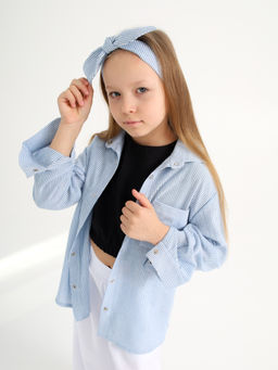 Рубашка-хенли Лен, голубой меланж - Inzibe фото 39