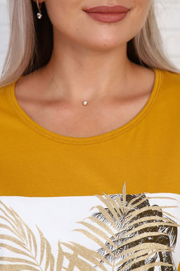 Футболка удлиненная с рисунком листья пальмы, Арт. 786