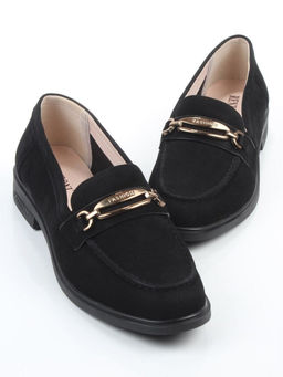 03-DEB33-3 BLACK Лоферы женские (натуральная замша)
