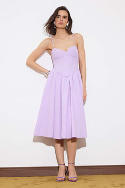Limited Edition Lila Midi Korse Detayl? Dokuma Elbise TWOSS26EL00191 - Trendyolmilla фото 2