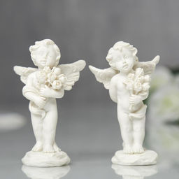 Фигурка полистоун Ангелочек с букетом роз, 7.2?4.5?2.8 см, МИКС