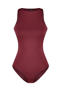 Bordo Halter Yaka Vucuda Oturan Esnek Alttan C?tc?tl? Orme Body TWOSS20BD0044