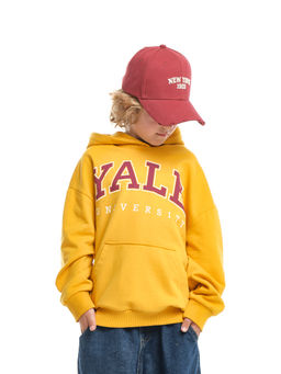 Джемпер худи one sizeс принтом с начесом 	 UD 8006 горчичный - Mini maxi фото 12