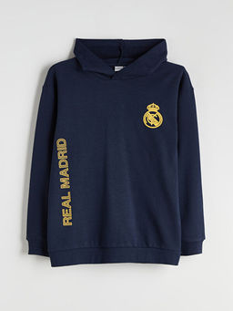 Kap??onlu Real Madrid Bask?l? Erkek ?ocuk Sweatshirt