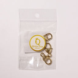 Цена за 2 шт. Замок карабин Сердечко, полосатое, 3 шт. 14?26 мм, цвет золото