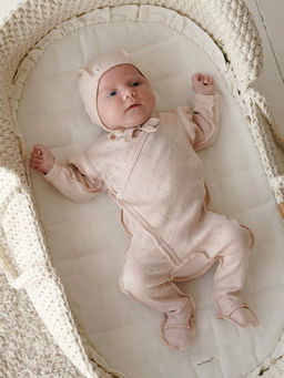 Слип на кнопках с крылышками Нюд из ажурного хлопка 0+