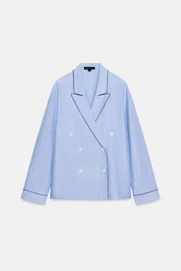 ZW COLLECTION CONTRAST PIPING WRAP SHIRT - Zara фото 7
