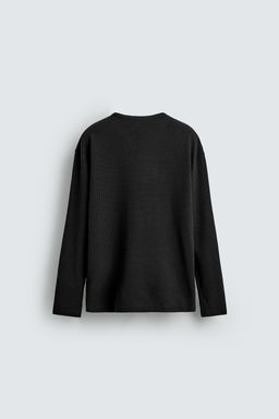 RIBBED HENLEY NECK T-SHIRT - Zara фото 9