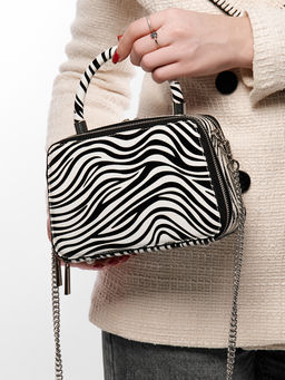 LACCOMA сумка НИM356-зебра натуральная кожа хлопок