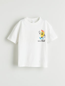 Bisiklet Yaka Bask?l? Erkek ?ocuk Ti??rt