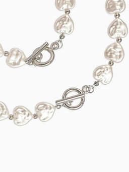 Набор 2 предмета: бусы, браслет «Жемчуг барочный. Сердечки», 40/18 см, белый в серебре