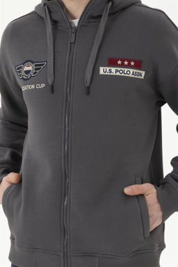 Мужской вязаный кардиган антрацитового цвета - U.s. polo assn фото 6