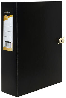 Короб архивный INFORMAT 80 мм А4 черный бумвинил, 2 завязки, вместимость до 800 листов раз...