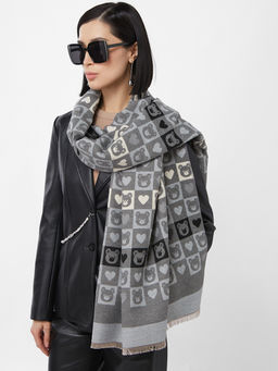 в составе ШЕРСТЬ и КАШЕМИР  Большой, мягкий, теплый двусторонний палантин с принтом. - Tantino фото 7