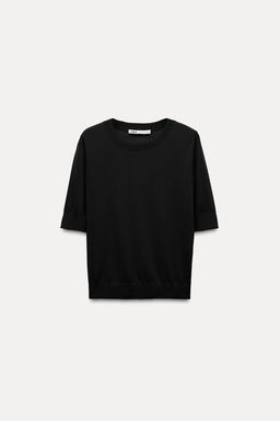 BASIC PLAIN KNIT SHORT SLEEVE TOP - Zara фото 4