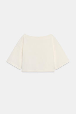 BOAT NECK COTTON T-SHIRT - Zara фото 7