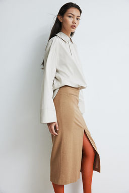 Falda de tubo en mezcla de lana - H&m фото 3