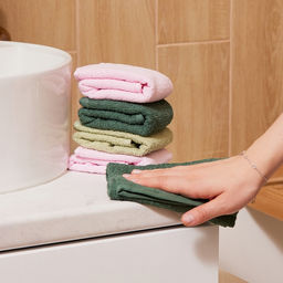 Салфетки махровые Этель. Счастье это ты, 5 шт., 30?30 см, хлопок 100%, зелёные/розовые