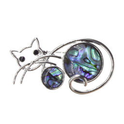 Брошь "Котенька" со вставками из гелиотиса