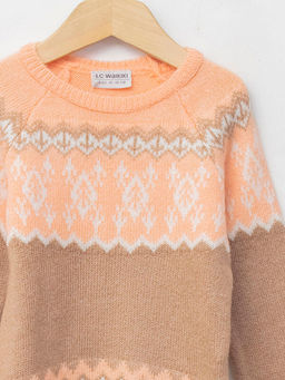 Bisiklet Yaka Desenli Uzun Kollu K?z ?ocuk Triko Kazak - Waikiki фото 3