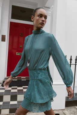 RUFFLED COMBINED MINI DRESS - Zara фото 2