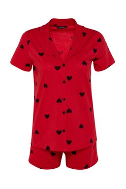 Trendyolmilla Ekru-Cok Renkli %100 Pamuklu Kalpli Sortlu Orme Pijama Tak?m? THMSS21PT0756 фото 27