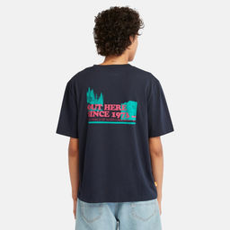 Женская футболка Timberland BACK GRAPHIC TEE темно-синяя фото 5