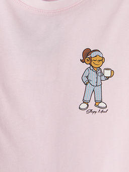 Bask?l? K?z ?ocuk ?ortlu Pijama Tak?m?