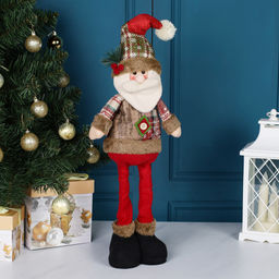 Новогоднее украшение Дед Мороз+бантик на телескопических ножках 38-48 см / Е148 /уп 60/ - Галеонтрейд фото 3