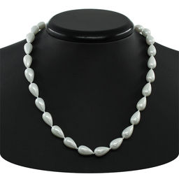 Майорка серая, капли 10x13мм, бусы длиной 46см