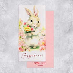 Цена за 5 шт. Открытка - комплимент под подарок «Поздравляю», цветы, 8.5 х 18 см