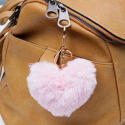 Пушистик на кольце Розовая бабочка на сердце с блёстками нежно-розовый 13х9 см - Simaland фото 2