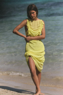 VESTIDO LARGO GEORGETTE / Amarillo lim?n