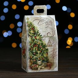 Цена за 5 шт. Подарочная коробка Домик с елкой, 9,1 х 7 х 15,7 см