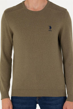U. S. Polo Assn Мужской базовый свитер хаки меланжевого цвета - U.s. polo assn фото 13
