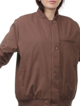 H24-608 BROWN Куртка бомбер демисезонная женская (100 гр. синтепон) - Fashion фото 2