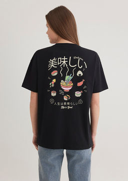 Sushi Bask?l? Siyah Tisort - Mavi фото 4